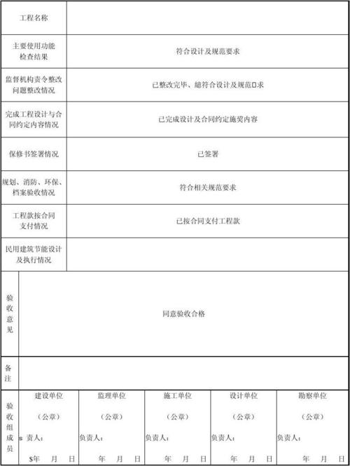 建筑裝飾裝修工程竣工驗(yàn)收資料表格